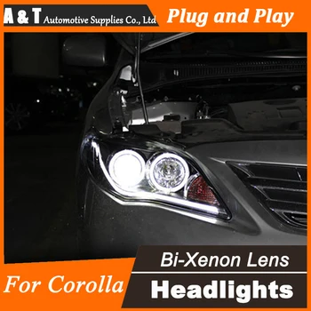 A&T Car Styling for Toyota Corolla Altis LED Headlights 2011-2013 DRL Lens Double Beam H7 HID Xenon bi xenon lens