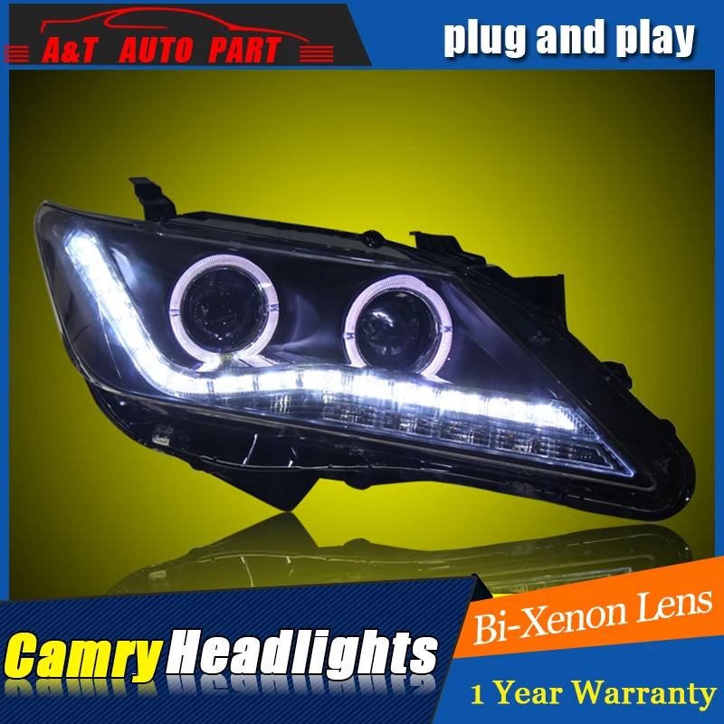 A&T Car Styling For Toyota Camry led headlight 2012-13 For Camry LED head lamp Angel eye led DRL front light Bi-Xenon Lens xenon