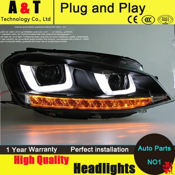 Auto Lighting Style LED Head Lamp for VW Golf 7 GTI R20 led headlights golf7 angel eye led drl H7 hid Bi-Xenon Lens low beam