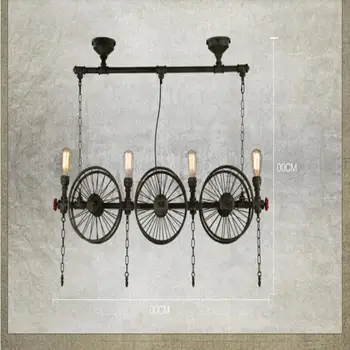 American Loft Vintage Retro Wrought Iron Pulley Chain Pendant Light Industrial Bike Lamp E27 Edison Home Light Fixtures