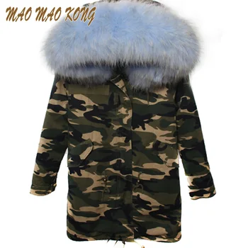 2017 New army green winter jacket women outwear plus size raccoon Dog thick parkas natural real fur collar coat hooded pellicci