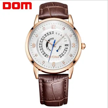 The new DOM fashion leather sports quartz watch for man military chronograph wrist watches men army style 2020