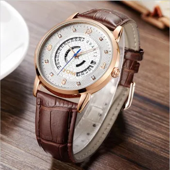 The new DOM fashion leather sports quartz watch for man military chronograph wrist watches men army style 2020