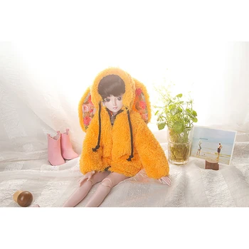 BDCOLE Made Lovely Cute Snow White Color plush rabbit coat clothes for 1/3 SD BJD Dolls and Teddy Pattern Dress for 55-63cm Doll