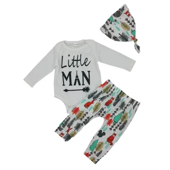 3 Pcs/Set Baby Clothing Newborn Outfits Infant Baby Boys Girls Cartoon Cotton Long Sleeve T-Shirts +Trousers+Hats