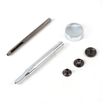 100 Sets/Lot 15mm Black Snap Fasteners Copper Press Stud Button with Install Tool Kits