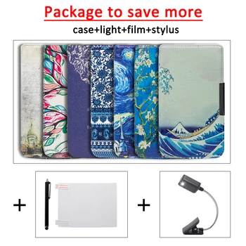 Funda case for Pocketbook 625 614 615 624 626 626 plus PU leather cover case +LED book light+ protective film+stylus