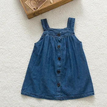Infants Baby Girls Strap Jean Denim Dress Bow Cowboy Summer Vest Dress 0-3Y