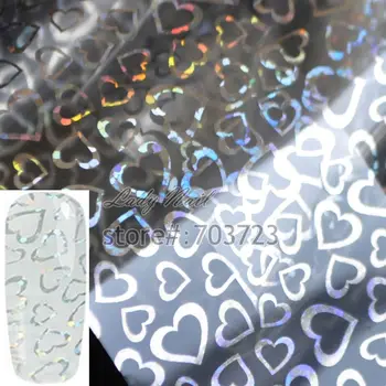Glitter Laser Love Heart Style Nail Art Transfer Foil Paper Tip Sticker Nails Craft Decoration New Fashion Design GL101