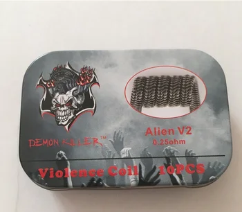 10pcs Original Demon Killer Wire Alien V2 Coil Tsuka Coil Kanthal A1 0.25ohm Violence Coil Head For RDA RTA E Cig Perbuild Coil