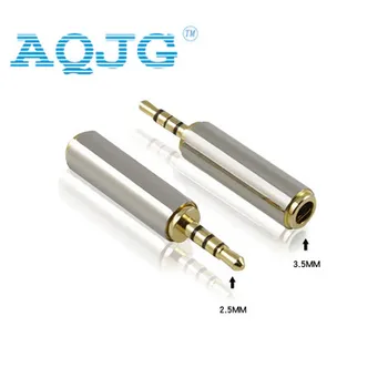 Gold 2.5 mm Male to 3.5 mm Female audio Stereo Adapter Plug Converter Headphone jack Wholesale AQJG