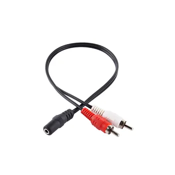 3.5mm Stereo Female Aux Cable Mini Jack to 2 Male RCA Plug Aux Adapter Cord Cable