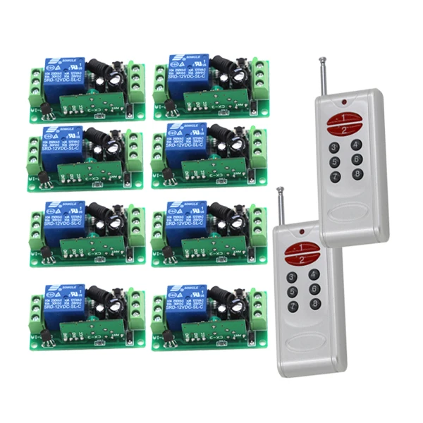 Brand new 8 Channel Wireless Remote Control Controls 8 1CH 12V 10A Switch Light Switch 2Transmitter+8Receiver in stock SKU: 5157