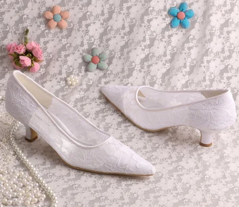 New Model Brand Shoes White Lace Evening Shoes Ladies Fancy Pointy toe Wedding Shoe