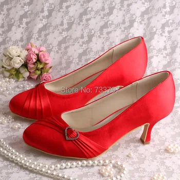 20 Colors)Custom Handmade Ladies Red Shoes Wedding Medium Heel 6.5CM Closed Toe