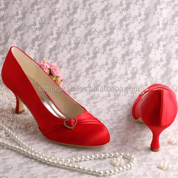 20 Colors)Custom Handmade Ladies Red Shoes Wedding Medium Heel 6.5CM Closed Toe