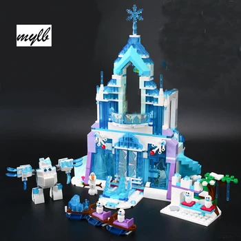 Mylb Model building kits compatible with DIY city Elsa`s Magical Ice Castle 3D blocks Educational toys hobbies for children