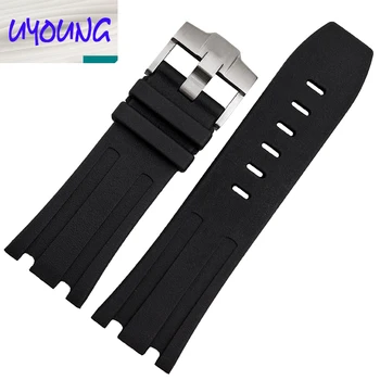 Natural Rubber Wacthband, 28MM Retro Black Silicone Strap For Royal tree strap,For A-P Rubber Wacthband