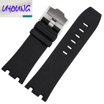 Natural Rubber Wacthband, 28MM Retro Black Silicone Strap For Royal tree strap,For A-P Rubber Wacthband