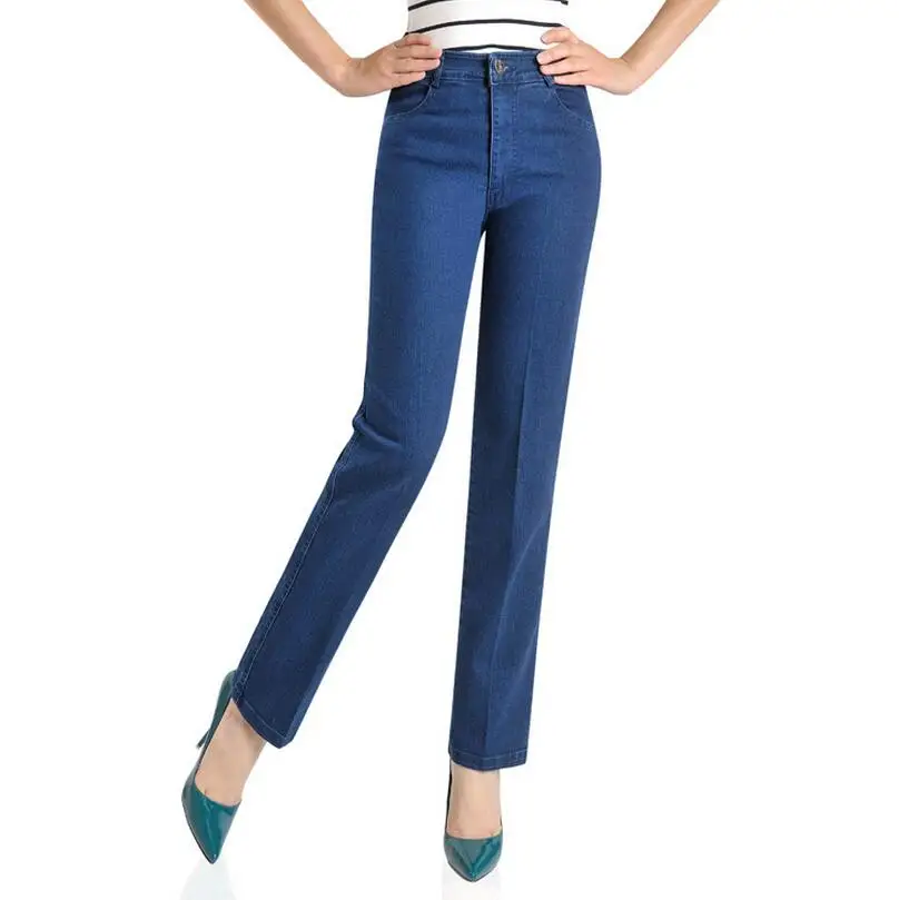 2017 New Spring autumn Women denim pants high waist Slim straight jeans female plus size denim trousers s661