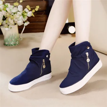 2017 Korean Tide Casual Shoes Woman Slip-On High Canvas Shoes Set Foot Zapatos Mujer A030 Zipper Chaussure Femme