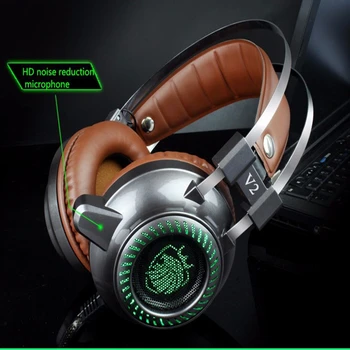 HANGRUI V2 Luminous Gaming headphones Wired Control earphone Foldable Headphones with Microphone for PC Games for iphone Xiaomi