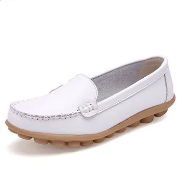 New PU Leather Woman Flats Moccasins Comfortable Breathable Non-slip Woman Single Shoes Fashion Casual Shoes XHSC12