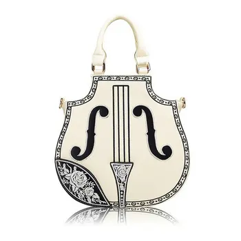 2017 Gothic creative guitar handbag unique harajuku black white color exclusive music bag fun shoulder bags bolsa gift