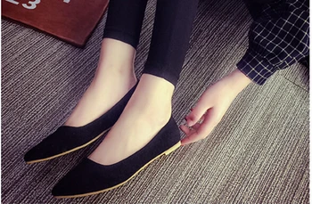 2016 Fashion New Women Casual Pointed Toe Loafers Flats Ballet Ballerina Flat black Shoes 4 Color