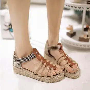 Summer 2017 Women's Shoes Fashion Sexy Straw Sandals Open Toe Sandals Gladiator Sandals Women Platform Sandal