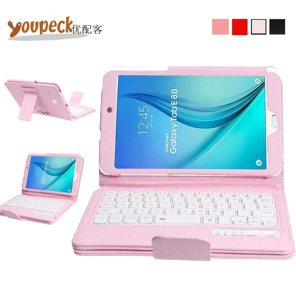 3-in-1 DETACHABLE Wireless Bluetooth Keyboard Case for Samsung Galaxy Tab E 8.0 Tablet T377 PU Leather Cover +US QWERTY Keyboard