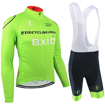Bxio Pro Team Cycling Sets Ropa Ciclismo Hombre Verano Summer Green Bike Wear Cycle Clothing Long Sleeves BX-0209G-011