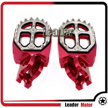 For Honda CR125 CR250 CR500 CRF450X CRF230F CRF250R CRF250X CRF450R Billet MX Wide Foot Pegs Rests Pedals Red