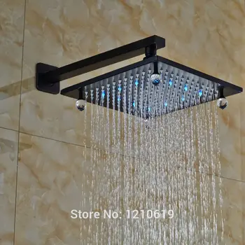 Newly Luxury Crystal Shower Head w/ Shower Arm LED Color Changing 8 Inch Top Shower Sprayer Oil-rubbed Bronze