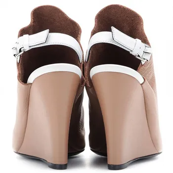 Nancyjayjii 2017 New Arrive Women Khaki Pleather Peep Toe Ankle Strap Sexy Wedge 10cm Sandals Shoes For Woman plus size 5-14