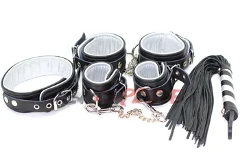 4 in 1 smspade bondage new vintage restraint kit neck collar hand cuffs spanking whip anklecuffs adult sex toys for sex game
