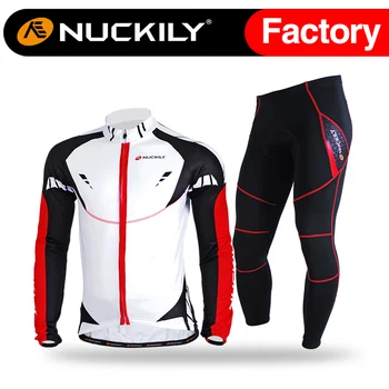 Nuckily Men's unique design warmer cycling set feel fleece long sleeve cycling jersey set MI002NS900-W