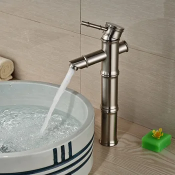 Deck Mounted Single Handle Basin Sink Faucet One Hole Countertop Bathroom Vessel Sink Mixer Taps Brushed Nickel