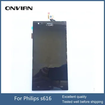 Black For Philips s616 LCD Display Panel Touch Screen digitizer sensor + with tracking number