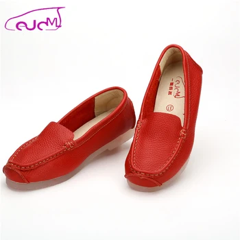 Genuine Leather Casual Loafers Fashion Women Lace Up Comfortable Flat Shoes Woman Driving loafers Breathable Shoes No.006- Z3