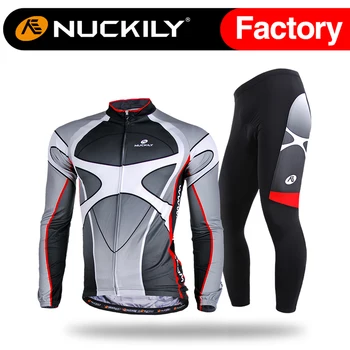 Nuckily winter Men's coolmax design thermal winter fleece long cycling clothing sets  ME005MF005