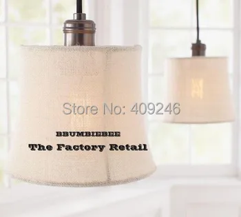 American-style Village Style Linen ART Round Copper Lamp Holder Pendant Lamp Cafe Bar Club Store Shop Bedside Hall