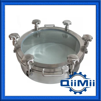 450mm SS304 SS316L pressure view glass cover;Sanitary manhole cover with sight glass;