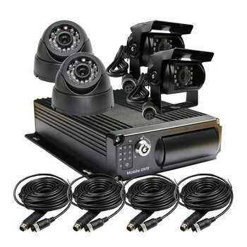 4Pin 4CH Van Truck 4Pcs Car CCTV Camera Mobile DVR Kit Video Audio Input H.264 G-sensor 256GB SD Car DVR Recorder