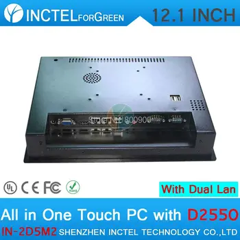 12'' Embedded Computer All In One PC Terminal with 5 wire Gtouch dual nics Intel D2550 2mm ultra thin panel
