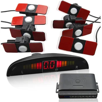 Parking Distance Control System LED Display + BiBi Alarm Sound Original Parking sensor with 8 Original Flat Sensors