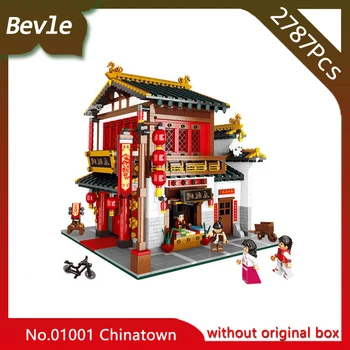 Bevle Store Bevle XINGBAO 01001 2787Pcs Street View series Chinatown silk warehouse Building Blocks set Bricks For Children Toys
