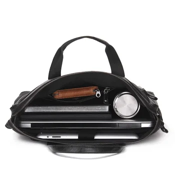 CONTACT'S Genuine Cow Leather Men Briefcase Business Male Bags Laptop Tote Bag Men's Crossbody Shoulder Bag Men's Travel Bags
