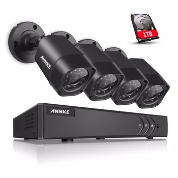 ANNKE 4-Channel 1080N Video Security System with 1TB Hard Drive and (4) 1.0MP Weatherproof Bullet Cameras