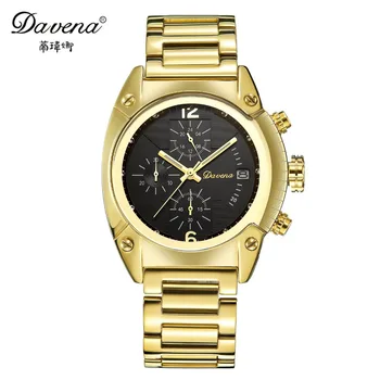 Full 316 steel Womens luxury calendar wristwatch women dress gold silver watches Fashion casual quartz watch Davena 60925 clock